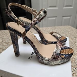 Kurt Geiger Brinley Women’s Size 6.5 Snake Print Ankle Strap Heels